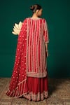 Shop_Niloufer By Aasif Ally_Red Chinon, Tissue Zari, Stones, Beads, Zardozi Straight Kurta Sharara Set _at_Aza_Fashions
