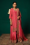 Buy Niloufer By Aasif Ally Pink Tissue Sequins, Zari, Embroidery V-neck Floral Kurta Sharara Set Online at Aza Fashions Buy_Niloufer By Aasif Ally_Pink Tissue Sequins, Zari, Embroidery V-neck Floral Kurta Sharara Set _Online_at_Aza_Fashions