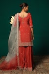 Shop_Niloufer By Aasif Ally_Red Chinon, Tissue, Organza Sequins, Beads, Embroidery Floral Kurta Sharara Set _at_Aza_Fashions
