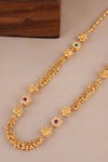 Smars Jewelry_Gold Plated Carved And Stone Embellished Antique Necklace _Online_at_Aza_Fashions