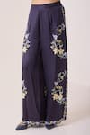 Buy Needleten Navy Linen, Satin Floral Print Wide Leg Pant Online at Aza Fashions Buy_Needleten_Navy Linen, Satin Floral Print Wide Leg Pant _Online_at_Aza_Fashions