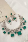 Buy_Saga Jewels_Green Stones Studded Necklace Set _at_Aza_Fashions