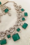 Buy_Saga Jewels_Green Stones Studded Necklace Set _Online_at_Aza_Fashions