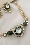 Saga Jewels_Green Pearls, Stones Embellished And Enamel Necklace Set _Online_at_Aza_Fashions