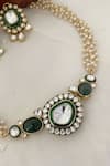 Shop_Saga Jewels_Green Pearls, Stones Embellished And Enamel Necklace Set _Online_at_Aza_Fashions