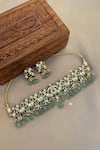 Buy Saga Jewels Green Beads, Stones Floral Polki Embellished Choker Set at Aza Fashions Buy_Saga Jewels_Green Beads, Stones Floral Polki Embellished Choker Set _at_Aza_Fashions