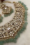 Shop_Saga Jewels_Gold Plated Beads, Stones Kundan Polki Embellished Bridal Necklace Set _Online_at_Aza_Fashions