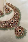 Shop_Saga Jewels_Multi Color Beads, Stones, Pearls Polki Embellished Necklace Set _at_Aza_Fashions