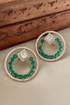 Buy_Saga Jewels_Green Stones, Crystals Zircon Embellished Stud Earrings _at_Aza_Fashions