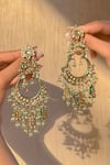 Buy Saga Jewels Gold Plated Pearls, Beads, Stones, Faux Kundan Embellished Green Chandbalis at Aza Fashions Buy_Saga Jewels_Gold Plated Pearls, Beads, Stones, Faux Kundan Embellished Green Chandbalis _at_Aza_Fashions