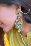 Saga Jewels_Multi Color Beads, Pearls, Stones, Fish Motif Embellished Kundan Long Earrings _Online_at_Aza_Fashions