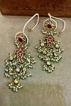 Buy_Saga Jewels_Multi Color Beads, Pearls, Stones, Fish Motif Embellished Kundan Long Earrings _Online_at_Aza_Fashions