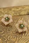 Buy_Saga Jewels_Gold Plated Pearls, Stones Studded Floral Earrings _at_Aza_Fashions