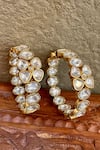 Buy_Saga Jewels_Gold Plated Stones, Crystals Polki Embellished Hoop Earrings _at_Aza_Fashions