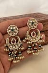 Buy_Saga Jewels_Multi Color Pearls, Stones, Beads Polki Embellished Chandbali Earrings _at_Aza_Fashions