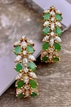 Buy_Saga Jewels_Green Stones, Crystals Zircon Embellished Hoop Earrings _at_Aza_Fashions
