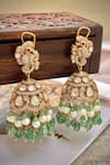 Buy Saga Jewels Gold Plated Pearls, Stones, Beads Polki Embellished Jhumkas at Aza Fashions Buy_Saga Jewels_Gold Plated Pearls, Stones, Beads Polki Embellished Jhumkas _at_Aza_Fashions
