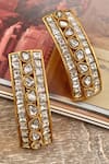 Saga Jewels Gold Plated Stones, Crystals Polki Studded Semi Hoops Online at Aza Fashions Saga Jewels_Gold Plated Stones, Crystals Polki Studded Semi Hoops _Online_at_Aza_Fashions