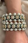 Buy_Saga Jewels_Green Pearls, Stones, Rhinestones Embellished Pair Of Bangles _at_Aza_Fashions