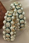 Saga Jewels_Green Pearls, Stones, Rhinestones Embellished Pair Of Bangles _Online_at_Aza_Fashions