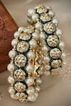 Shop_Saga Jewels_Green Pearls, Stones, Rhinestones Embellished Pair Of Bangles _at_Aza_Fashions