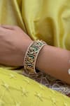 Buy Saga Jewels Green Stones, Beads, Crystals Filigree Work Bangle at Aza Fashions Buy_Saga Jewels_Green Stones, Beads, Crystals Filigree Work Bangle _at_Aza_Fashions