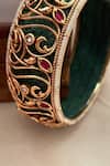 Saga Jewels_Green Stones, Beads, Crystals Filigree Work Bangle _Online_at_Aza_Fashions
