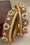 Shop_Saga Jewels_Multi Color Pearls, Stones, Faux Diamonds, Temple And Embellished Pair Of Bangles _at_Aza_Fashions