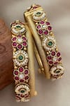 Buy_Saga Jewels_Multi Color Pearls, Stones, Faux Diamonds, Temple And Embellished Pair Of Bangles _Online_at_Aza_Fashions