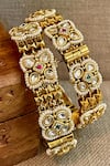 Buy_Saga Jewels_Multi Color Pearls, Stones, Beads Meshwork Pair Of Temple Bangles _at_Aza_Fashions