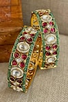 Buy_Saga Jewels_Multi Color Beads, Pearls, Stones Accent Pair Of Bangles _at_Aza_Fashions