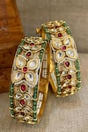 Saga Jewels_Multi Color Stones, Beads, Pearls, Faux Diamonds Embellished Pair Of Bangles _Online_at_Aza_Fashions