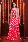 Shop_Hoity Moppet_Pink Georgette Foil Printing, Embroidery, Adaah Hand Work Jacket Lehenga Set _at_Aza_Fashions
