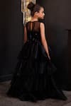 Shop_Hoity Moppet_Black Organza Sequins, Fabric Flowers Tiara Layered Gown _at_Aza_Fashions
