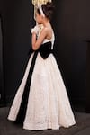 Hoity Moppet_Off White Net Embroidery, Sequins, Bows Affair One Shoulder Gown _Online_at_Aza_Fashions