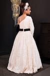 Shop_Hoity Moppet_Off White Net Embroidery, Sequins, Bows Affair One Shoulder Gown _at_Aza_Fashions