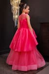 Shop_Hoity Moppet_Pink Organza, Tulle Pearls, Sequins, Fabric Fairy Floss 3d Layered Gown _at_Aza_Fashions