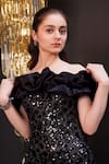 Hoity Moppet_Black Net, Organza Sequins, Ruffles Embroidered Gown _at_Aza_Fashions
