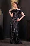 Buy_Hoity Moppet_Black Net, Organza Sequins, Ruffles Embroidered Gown 