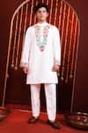 Shop_Hoity Moppet_White Silk Embroidery Guldasta Floral Kurta Set _Online_at_Aza_Fashions