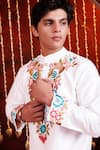 Hoity Moppet_White Silk Embroidery Guldasta Floral Kurta Set _at_Aza_Fashions