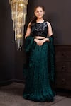 Buy_Hoity Moppet_Green Net Sequins Jade Jubilee Embroidered Blouse Lehenga Set _at_Aza_Fashions