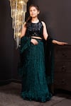 Hoity Moppet_Green Net Sequins Jade Jubilee Embroidered Blouse Lehenga Set _at_Aza_Fashions