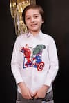 Hoity Moppet_White Cotton Embroidery Marvel Avengers Heroes Shirt _Online_at_Aza_Fashions