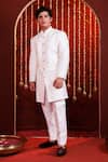 Shop_Hoity Moppet_White Silk Embroidery, Studs Nawab Edits Floral Self Sherwani Set _Online_at_Aza_Fashions