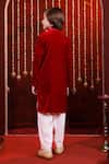 Shop_Hoity Moppet_Red Velvet Embroidery Reinred Kurta Set _at_Aza_Fashions