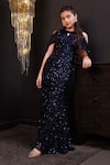 Hoity Moppet_Blue Net Sequins, Embroidery Royal Sapphire Gown _Online_at_Aza_Fashions