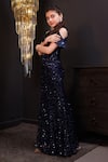 Hoity Moppet_Blue Net Sequins, Embroidery Royal Sapphire Gown _at_Aza_Fashions