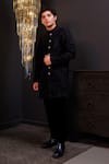 Buy_Hoity Moppet_Black Suiting, Crepe Embroidery, Studs Sultaan Sherwani And Pant Set _Online_at_Aza_Fashions