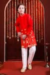 Buy_Hoity Moppet_Red Silk Embroidery Surkh Leather Floral Detailing Kurta Set _Online_at_Aza_Fashions